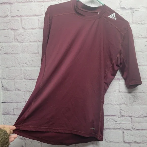 Adidas Techfit Compression‎ Climalite Maroon Shirt Mens L Athletic Training Top - Picture 6 of 9